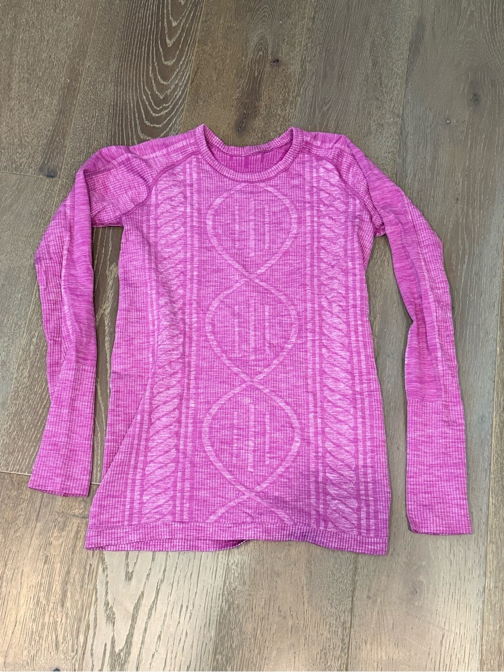 lululemon athletica Pink Cable-Pattern Crewneck long sleeve